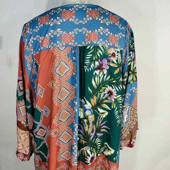 New UMGEE Size XL 1XL Front Kimono Cardigan Duster Boho Print Flower Midi NWT - Picture 8 of 9